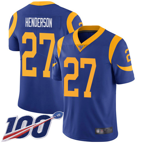 Los Angeles Rams Limited Royal Blue Men Darrell Henderson Alternate Jersey NFL Football #27 100th Season Vapor Untouchable